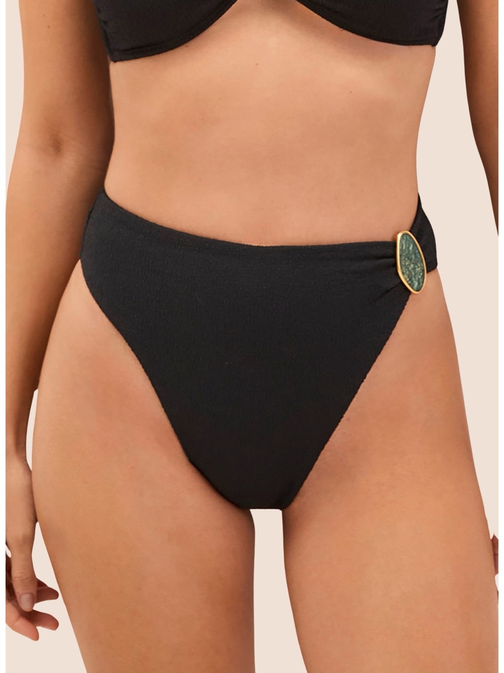 ViX Paula Hermanny Petra Gigi High Waist Bikini Bottom XS Black NWT